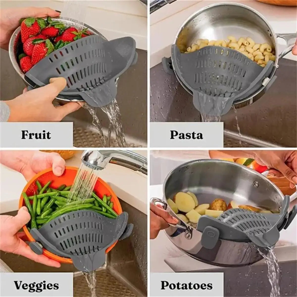 Kitchen Charm™ Adjustable Clip-On Pot Strainer