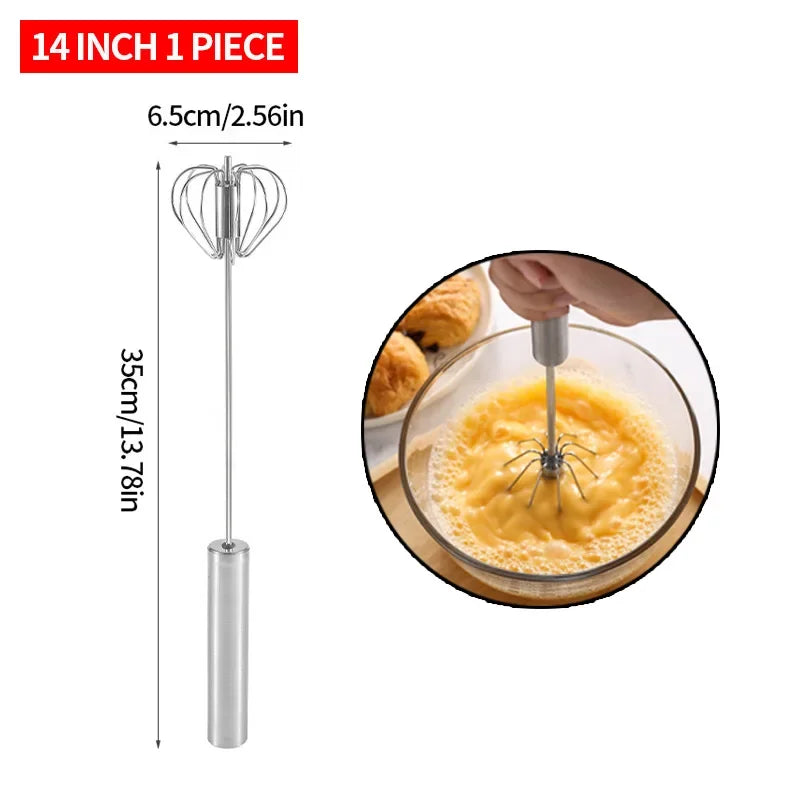 Kitchen Charm™ Stainless Steel Semi-Automatic Egg Beater