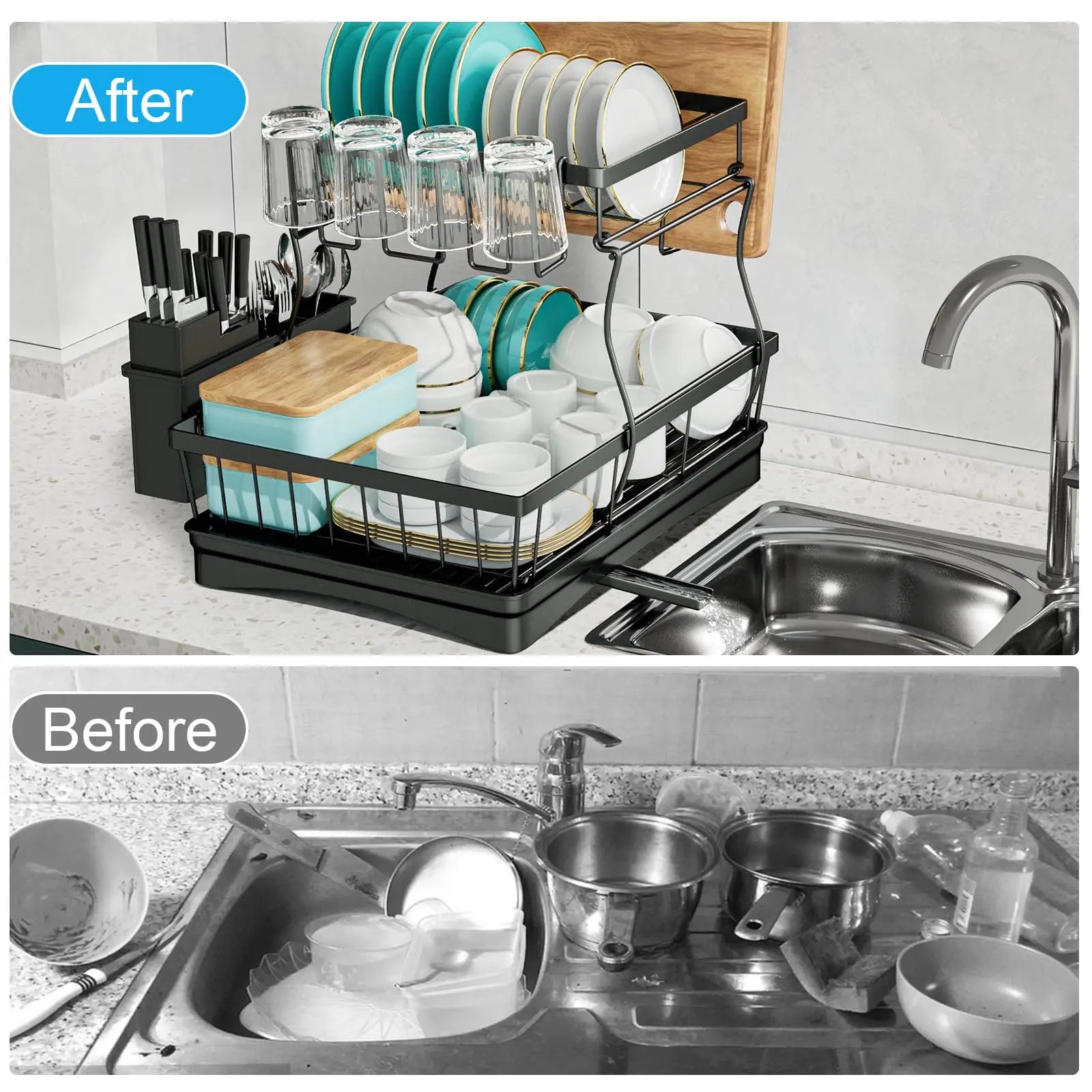 Kitchen Charm™ Large 2-Tier Dish Drying Rack