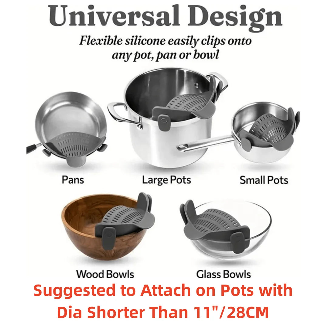 Kitchen Charm™ Adjustable Clip-On Pot Strainer