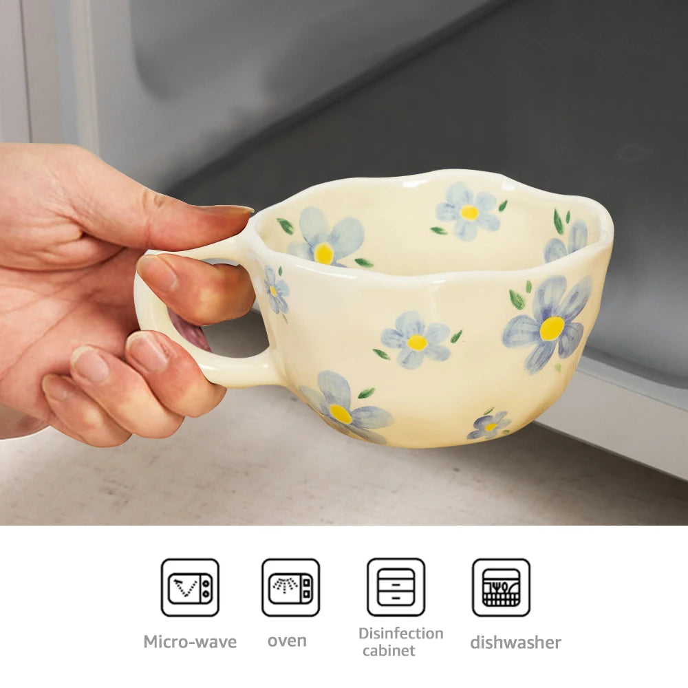 Kitchen Charm™ Ceramic Mug – Irregular Hand-Pinched Flower Design
