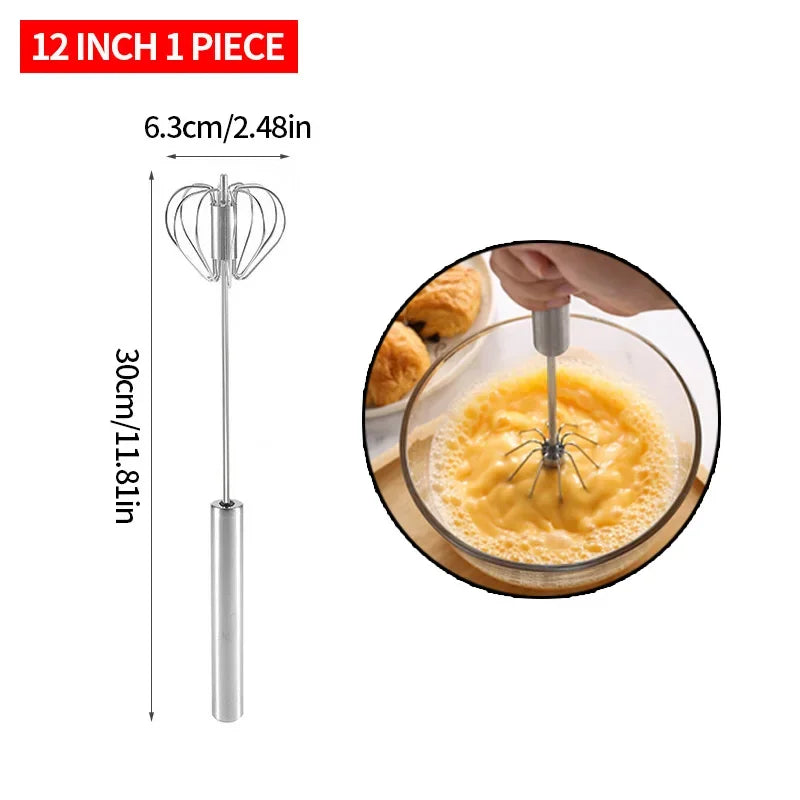 Kitchen Charm™ Stainless Steel Semi-Automatic Egg Beater