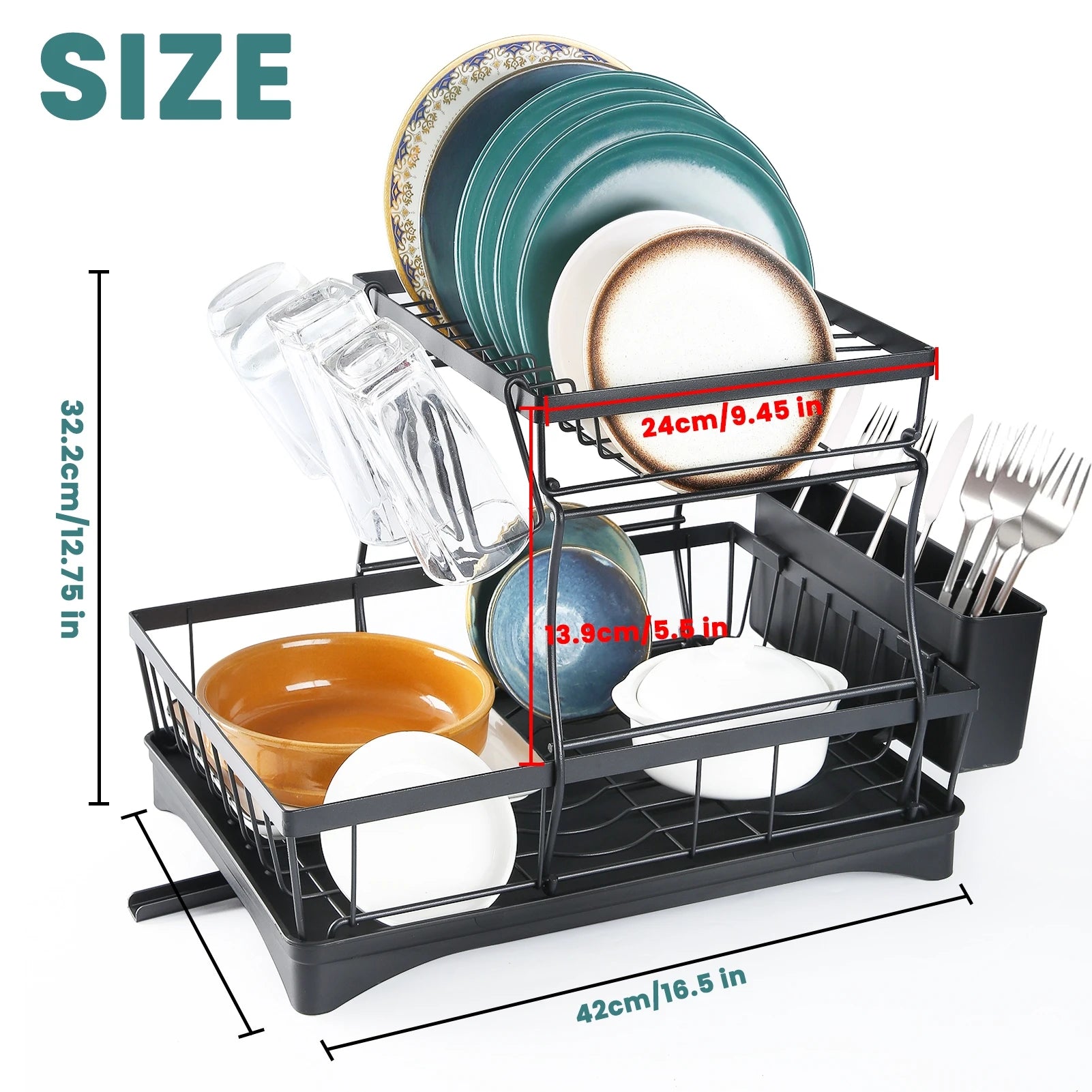 Kitchen Charm™ Large 2-Tier Dish Drying Rack