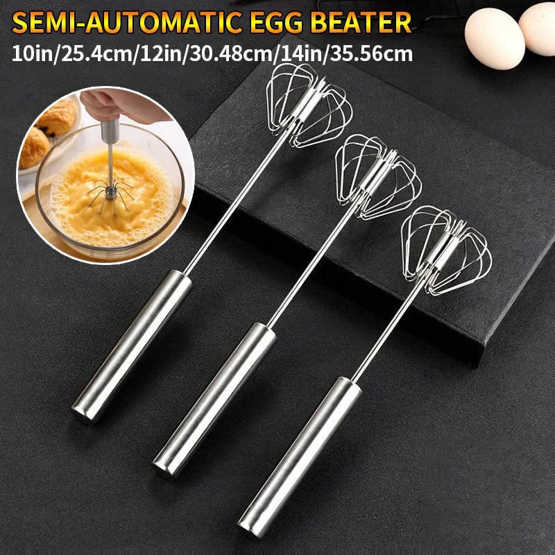 Kitchen Charm™ Stainless Steel Semi-Automatic Egg Beater