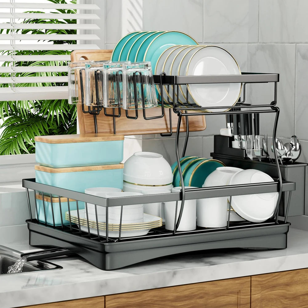 Kitchen Charm™ Large 2-Tier Dish Drying Rack