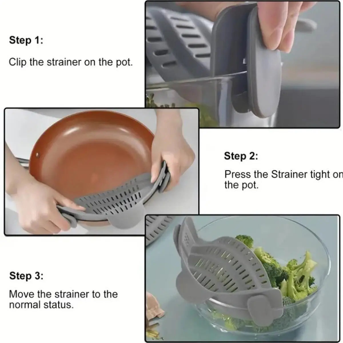 Kitchen Charm™ Adjustable Clip-On Pot Strainer